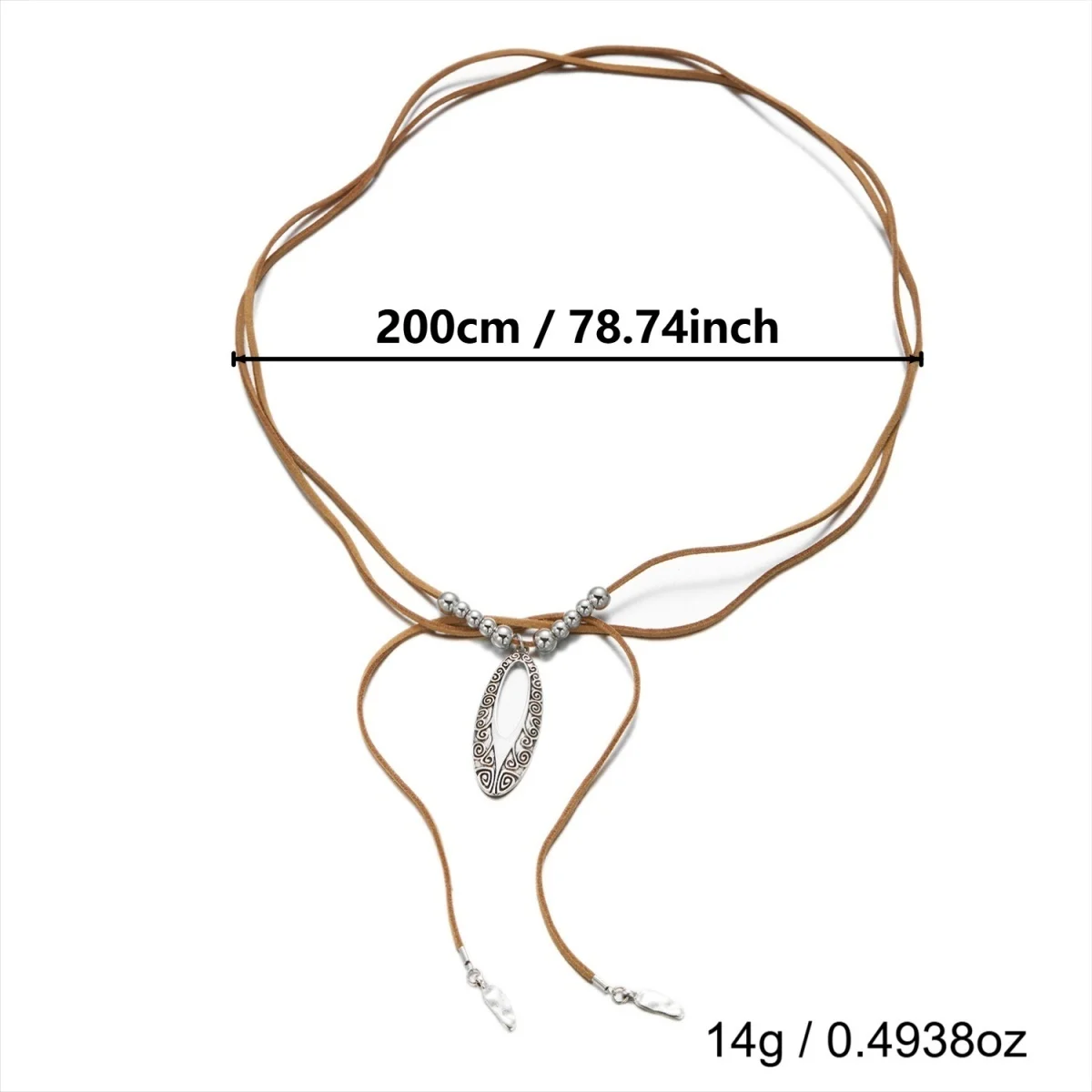 Ethnische Tribal-Halskette in Antiksilber-Optik mit Spiralmuster, Hohlem Oval-Anhänger und Braunem Lederband für Damen, Vintage Choker-Schmuck – Detail 26