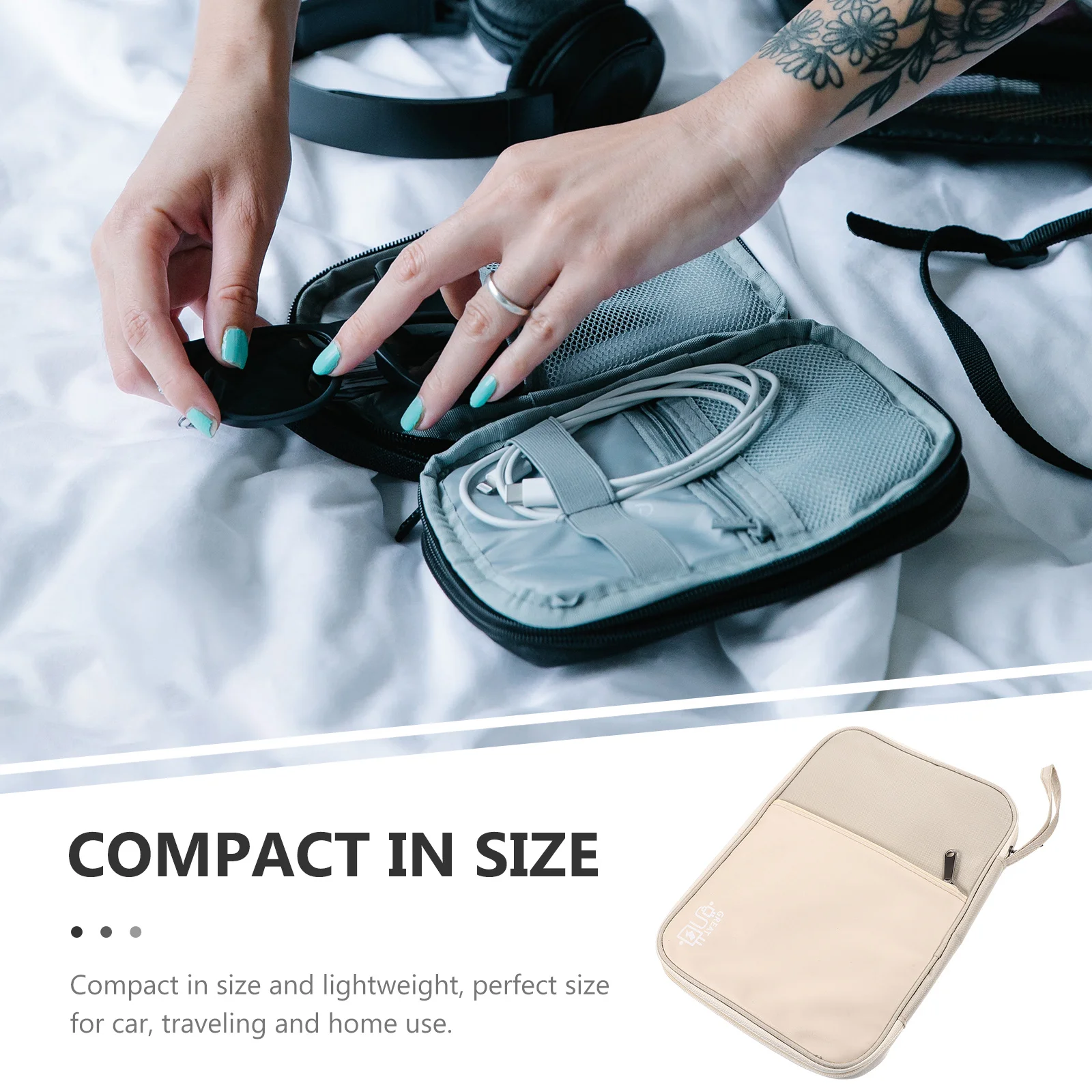 

Travel Electronics Organizer Bag Tech Storage Case For Cables Chargers Hard Drives Earphones Compact Lightweight Digital