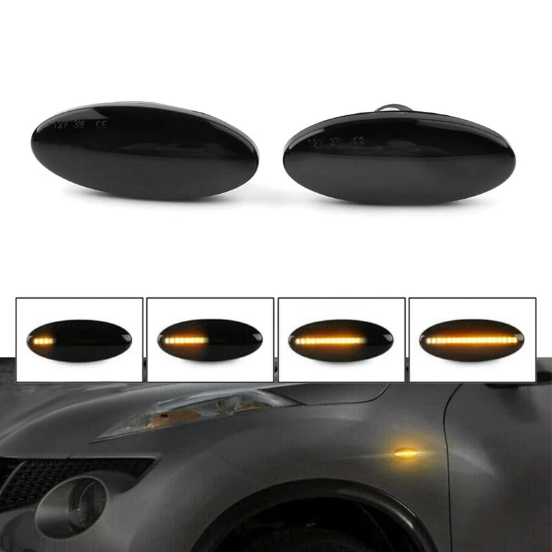 4X Car Dynamic LED Fender Side Marker Turn Signal Lights For Nissan Qashqai Dualis Juke Micra March Micra X-Trail