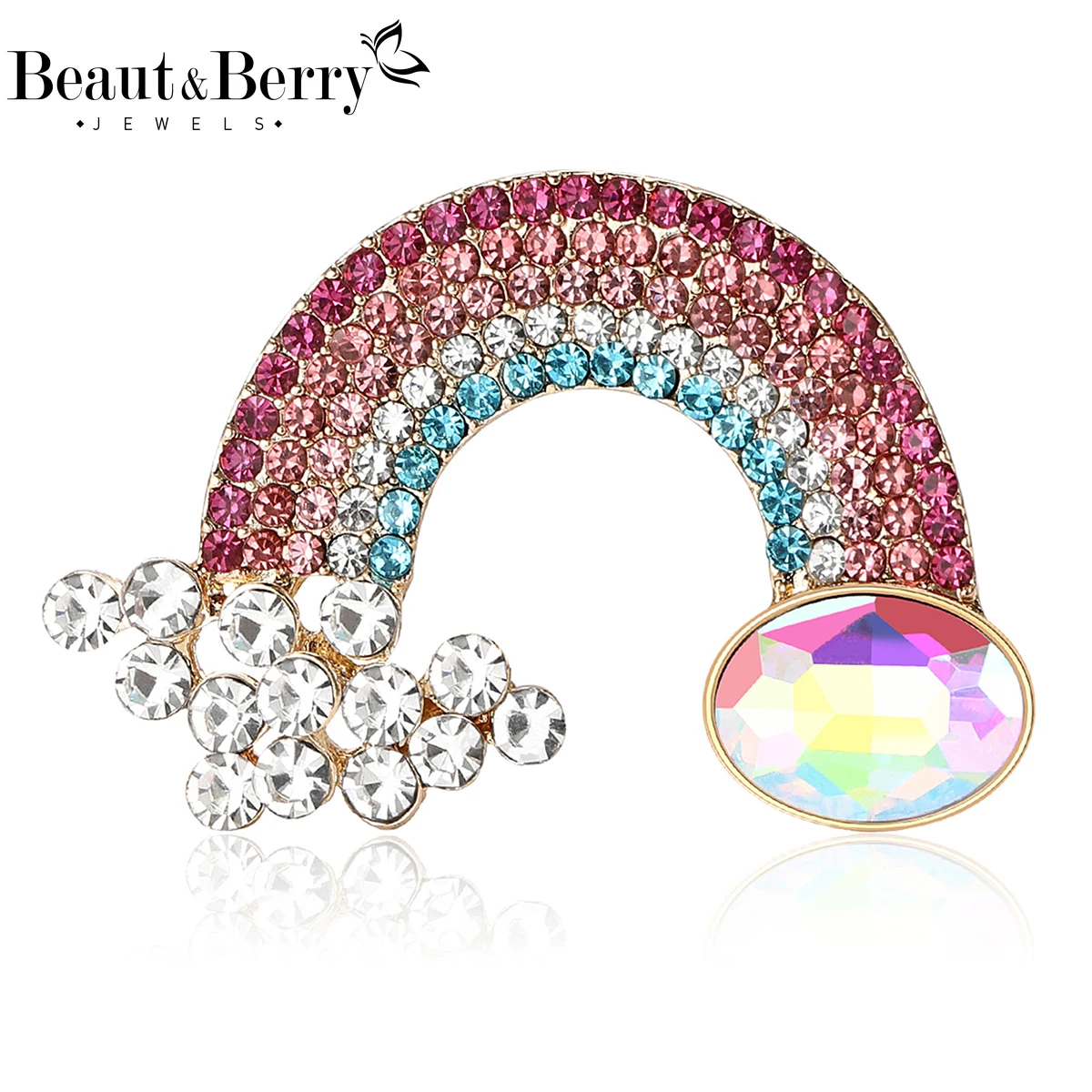 

Beaut&Berry Luxury Rhinestone Rainbow Brooches for Women Unisex Creative Pins Casual Party Jewelry Accessories Gifts Decoration