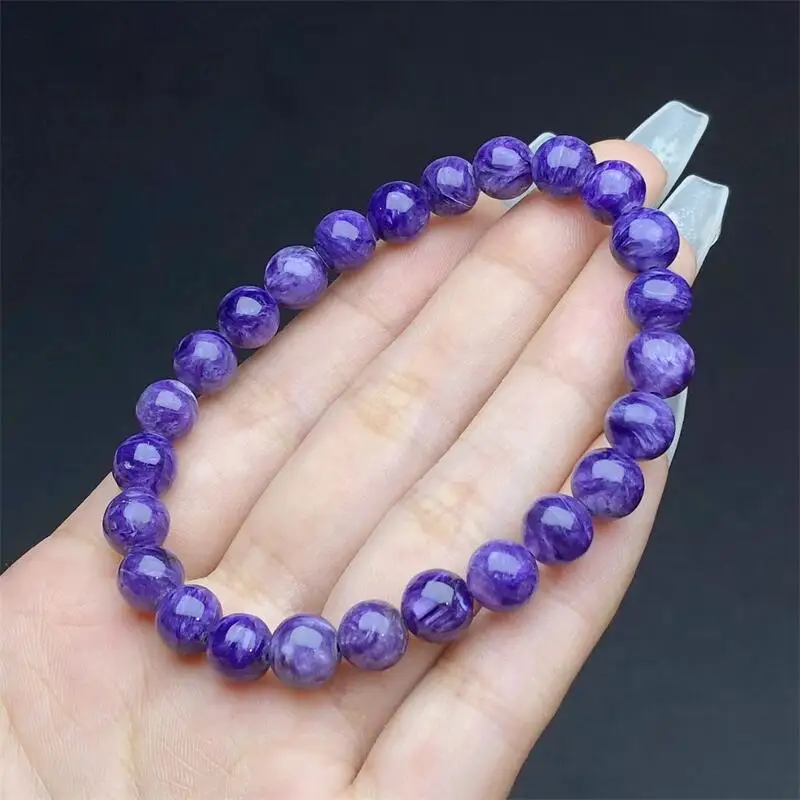 8MM Natural Charoite Bracelet Women Men Handmade Stretch Rope Bracelet Luxury Jewelry Energy Healing Gift 1PCS