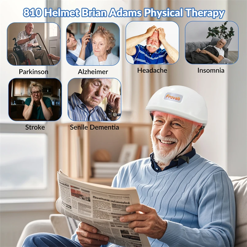 Alzheimer's LED 810nm Infrared Helmet Therapy for Dementia, Parkinson Global Ischemia 810nm Effectively Penetrates the Skull