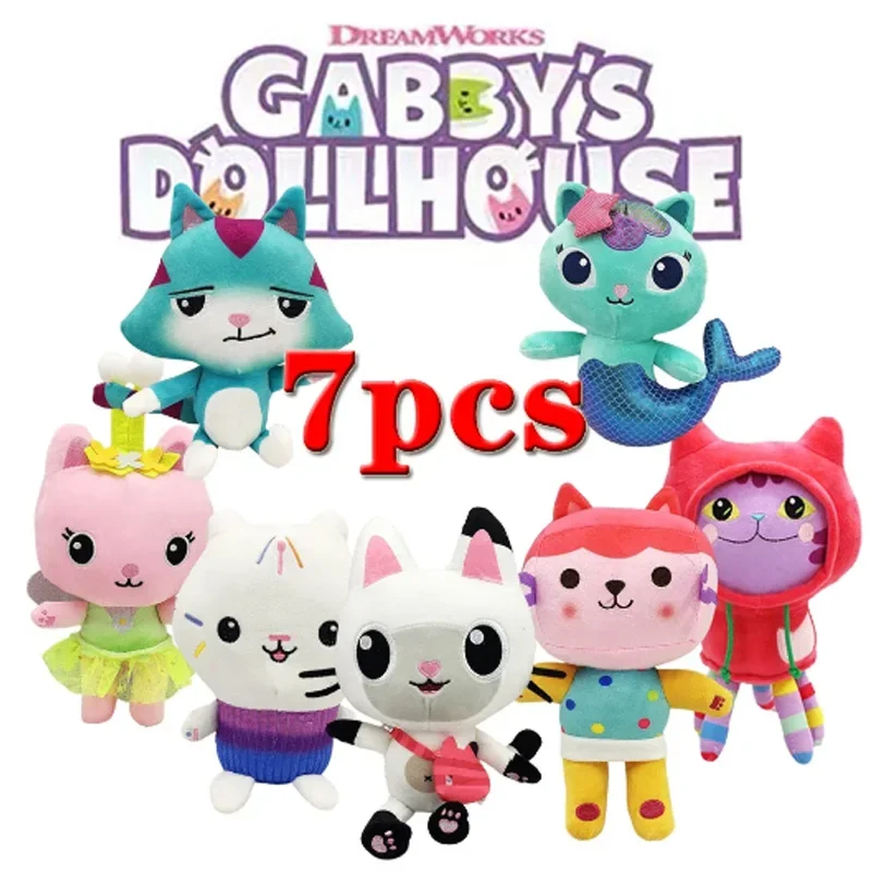 Hot Gabby Dollhouse Plush Toy Mercat Cartoon Stuffed Animals Smiling Cat Car Cat Hug Gaby Girl Dolls Kids Birthday Gifts