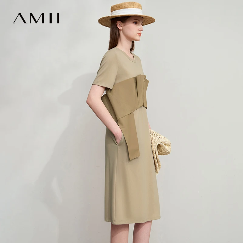Amii Women's Knit Patchwork Summer Dress
