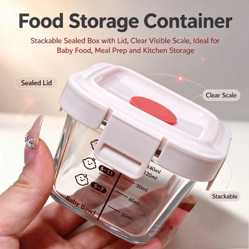 Microwave Safe Thick High Borosilicate Glass Baby Food Preservation Box Sealed Heat Resistant Storage Bowl For Infant And Kids