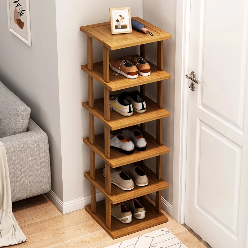 

Shoe Rack Bamboo Household Simple Shoe Cabinet Rental House Door Indoor Storage Space Saving Storage Rack