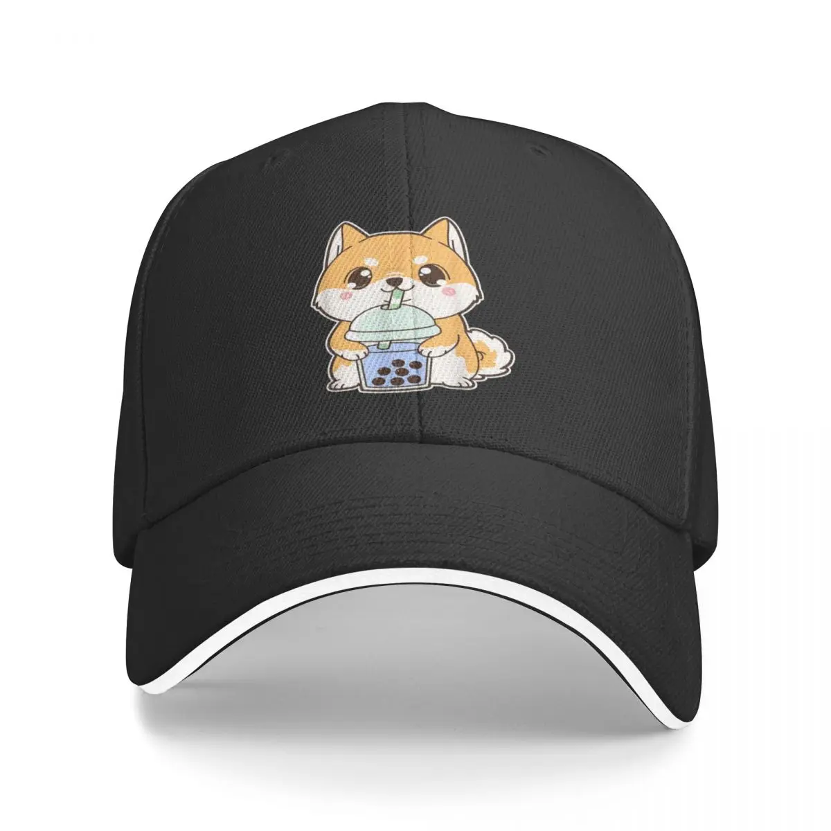 Shiba Inu Bubble Tea Shirt Women Boba Tea Dog Bubble Tea T-Shirt Baseball Cap Beach Bag Trucker Cap Ladies Men's