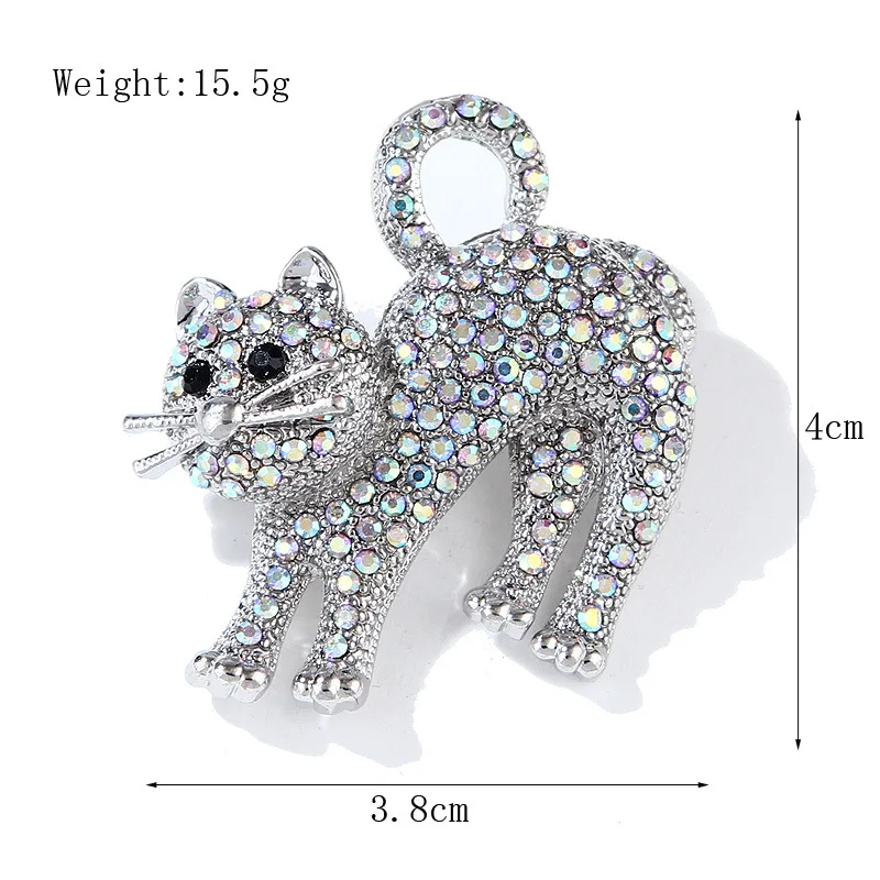 Cute Little Cat Brooches for Women Full Rhinestone Casual Party Office Cartoon Animal Brooch Pins Fashion Jewelry Party Gifts image 3