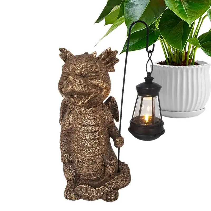 Solar Light Garden Statue Dinosaur Resin Crafts Unique Garden Decorative Lights Patio Yard Ornaments Outdoor Sculptures