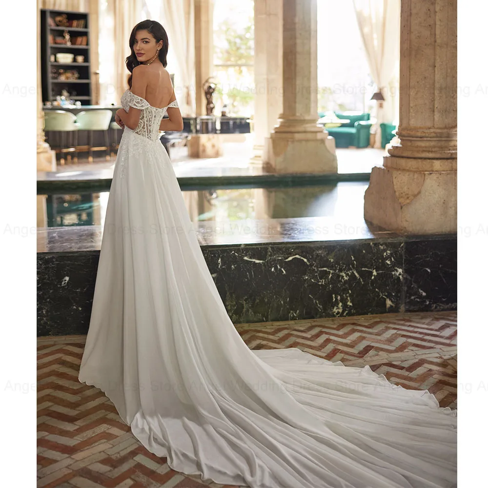 ANGEL Lace Wedding Dresses for Women 2025 Customized A-Line Long Bridal Gowns Sequin Front Split Zipper Vestido de Novias Boda