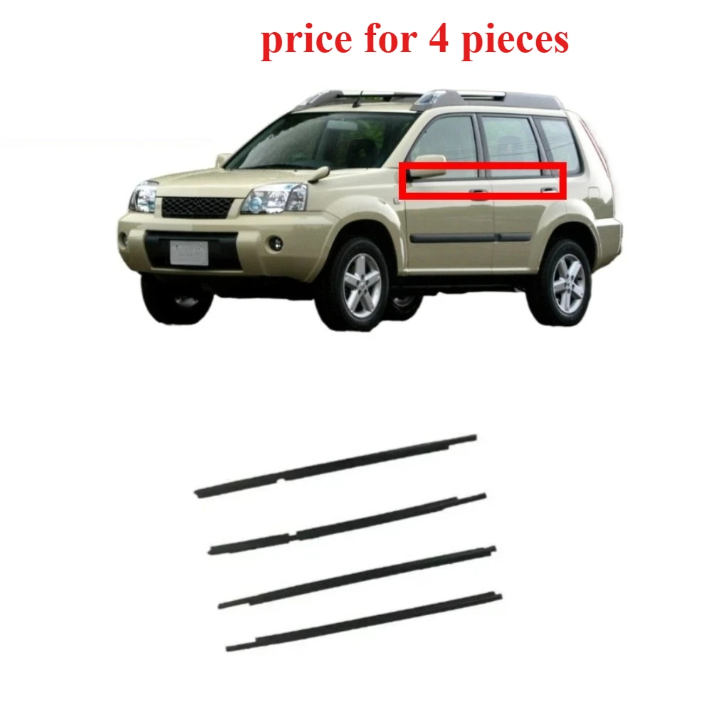 4 Pieces Black Outside Window Glass Rubber Seal for Nissan X-Trail T30 2001-2006 Glass Protector for X-Trail 80821-8H300