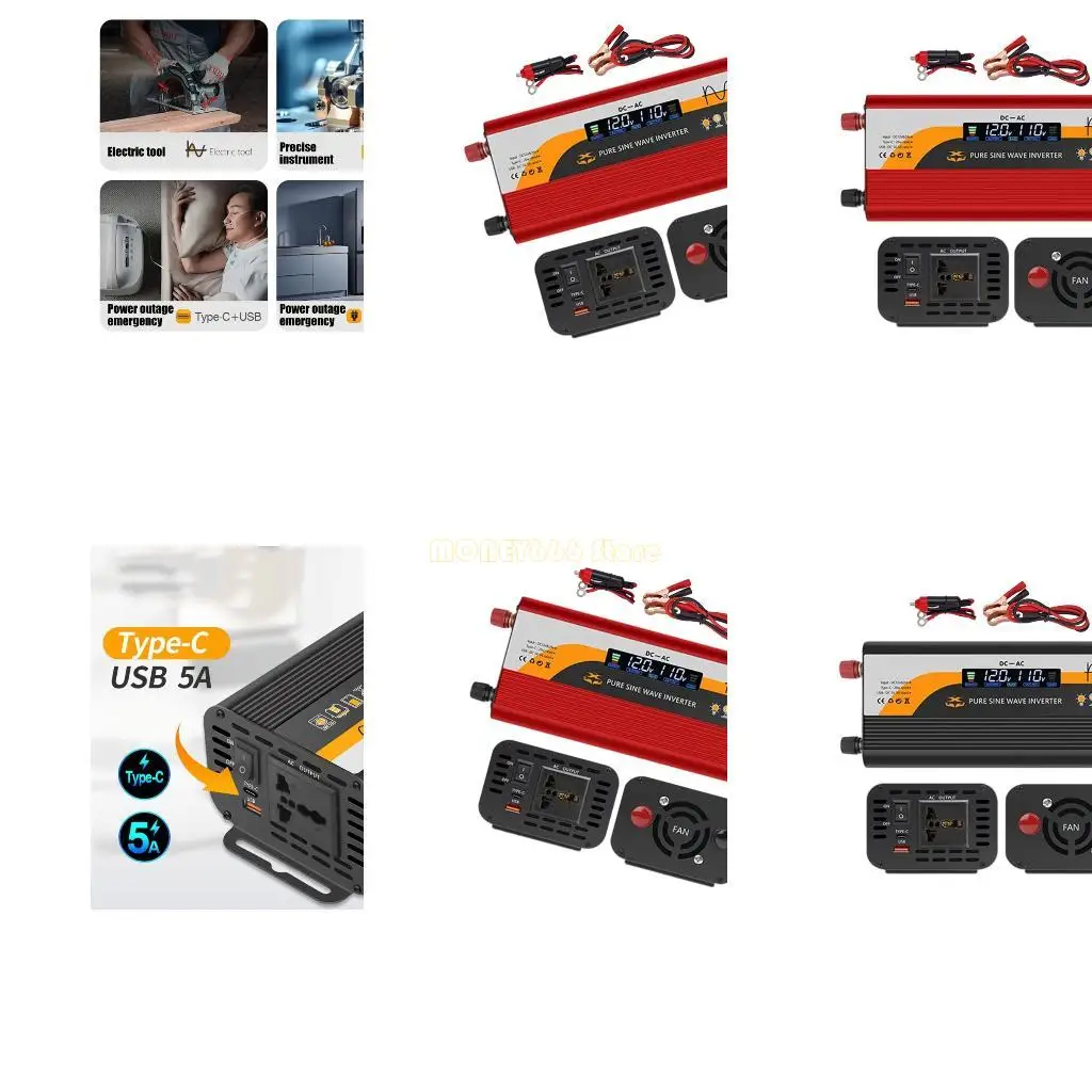 

F62C 2000W Sines Waves Car Power Converters 12V 24 В до 220 В с ЖК -монитором