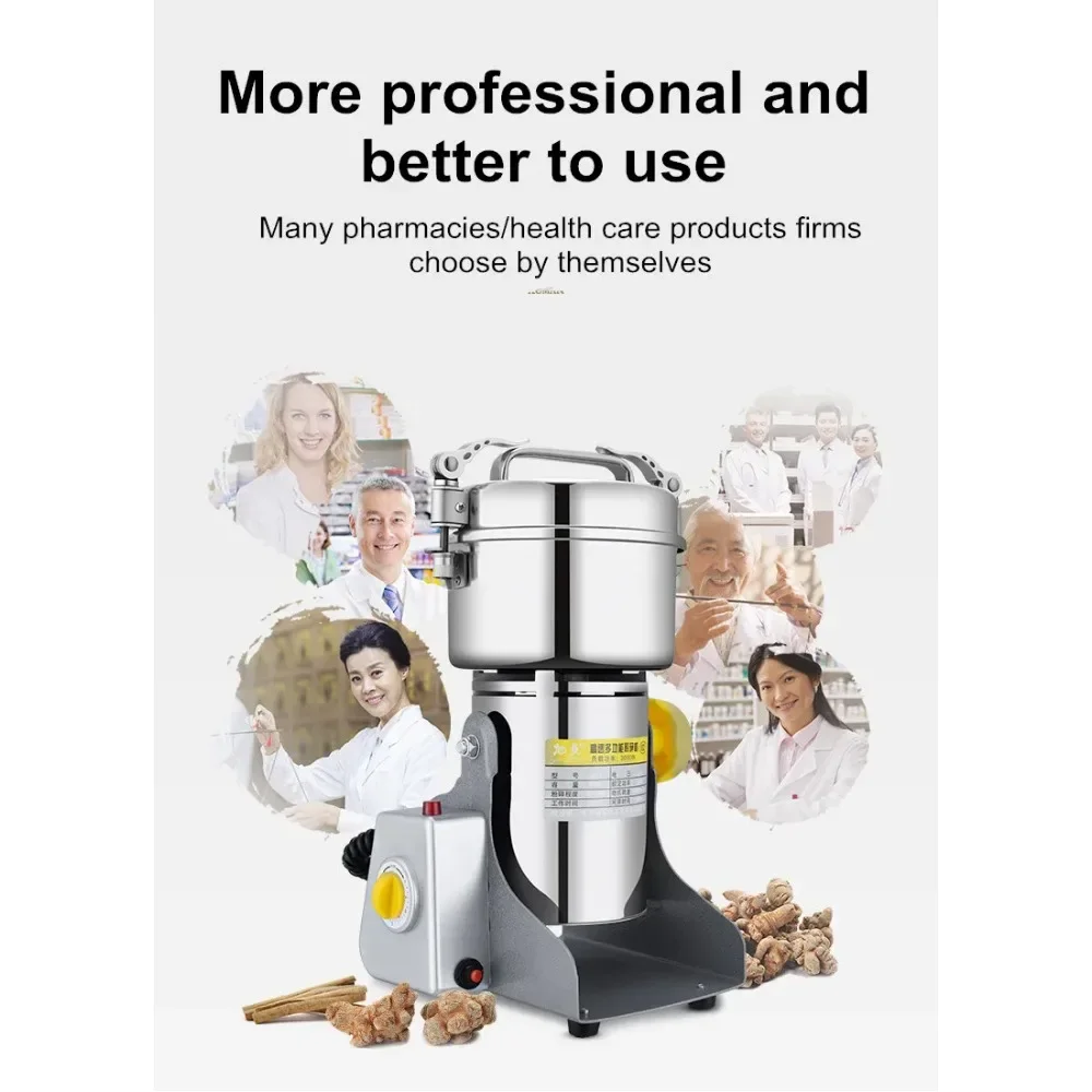 800g Dry Food Grinder Mill, Grains Spices Herbs Cereals Coffee Powder Crusher Gristmill for Medicine Flour Milling