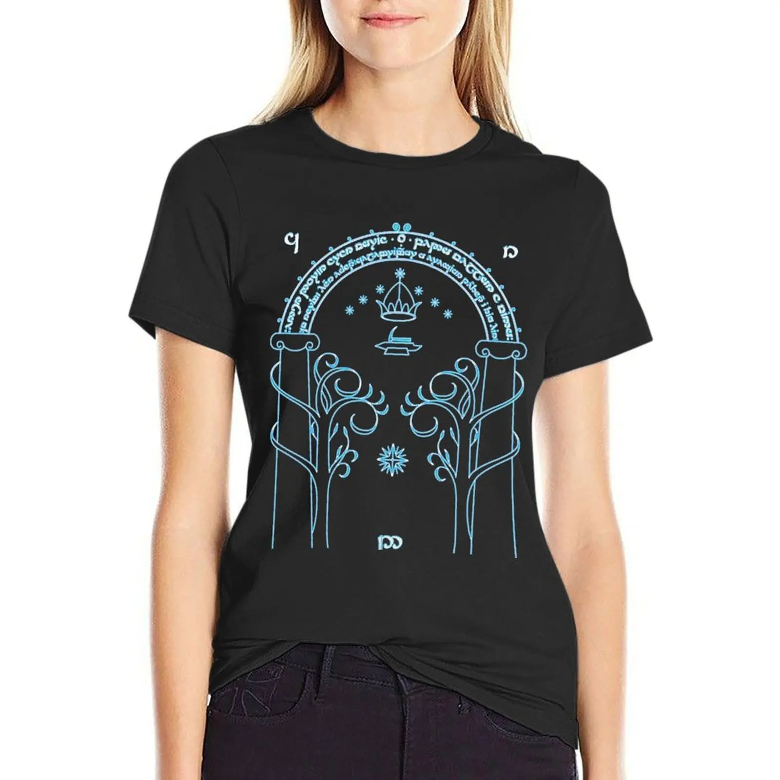 

Gate to Moria - Light Blue T-Shirt graphics Blouse plus size tops cute clothes t-shirt dress for Women plus size