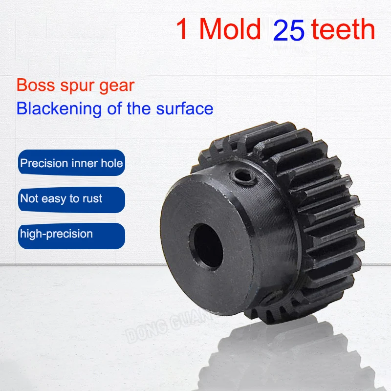 1 Mod 25 Tooth Pinion Spur Gean 45 Steel Gear Metal Gear Bore 5/6/6.35/7/8/10/12/14mm 1M 25 Tooth Pinion Motor Convex Gear