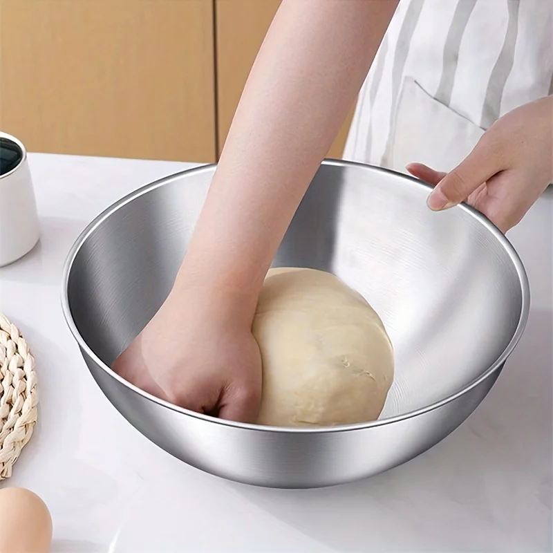 Set of 3 Stainless Steel Mixing Bowls with Measurements, Suitable for Home Use, Thickened for Mixing and Kneading,Ideal for Eggs image 3