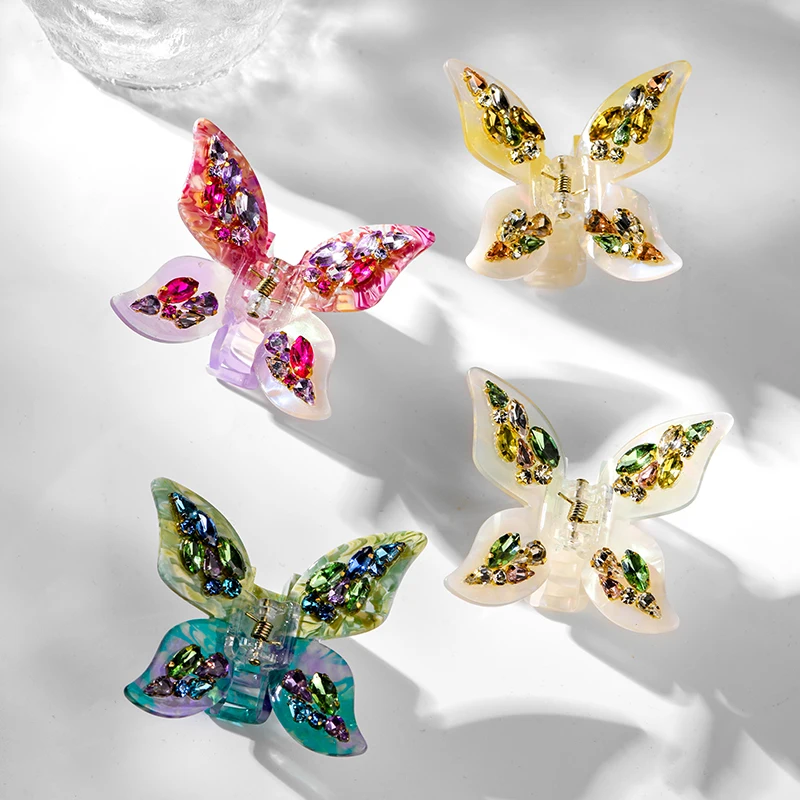 New Rhinestone Butterfly Hair Claw Clip Three-Dimensional Hair Clip Fashion Hair Clip Women Girls Hair Accessories