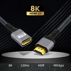HDMI-Compatible Extender Cable 8K 60Hz Male To Female 3D 4K 120Hz 48Gbps High Speed HDR for Macbook HD TV Laptop Projector PS4/5