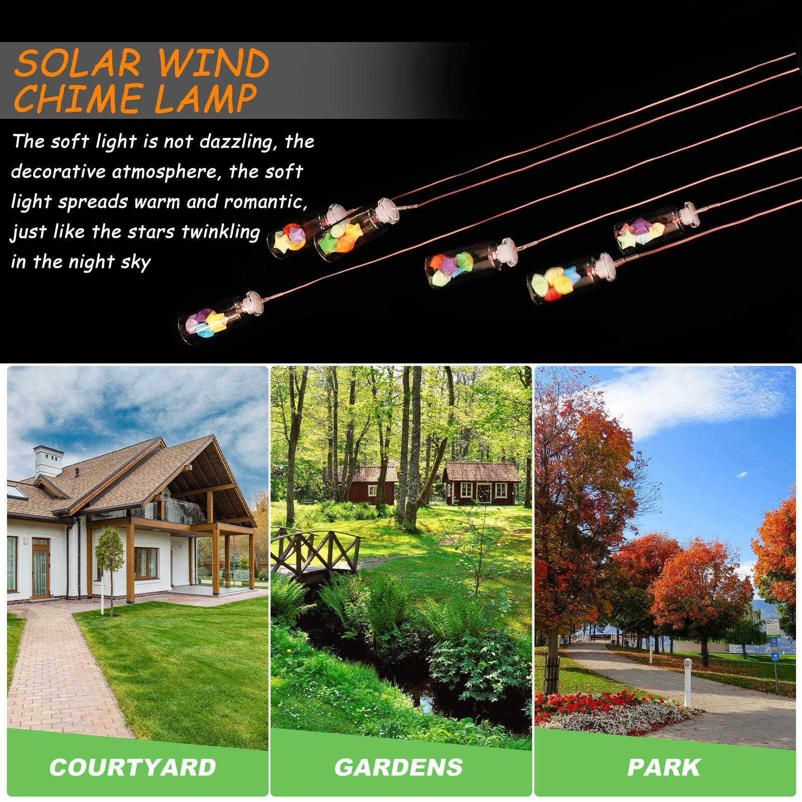 

Bottle Solar Wind Chime Chimes for Resin Large Outdoor Yard Decor