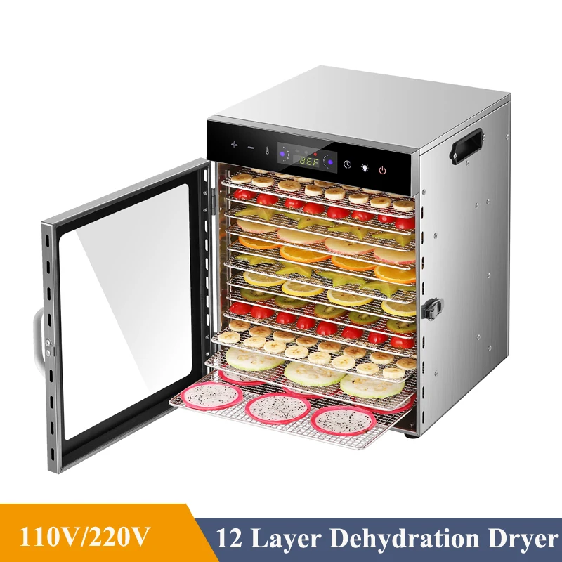 1000W 12-layers Food Dehydrator Commercial Home Dual-use Food Dryer Stainless Steel Fruit Vegetable Dryer/Drying Machine