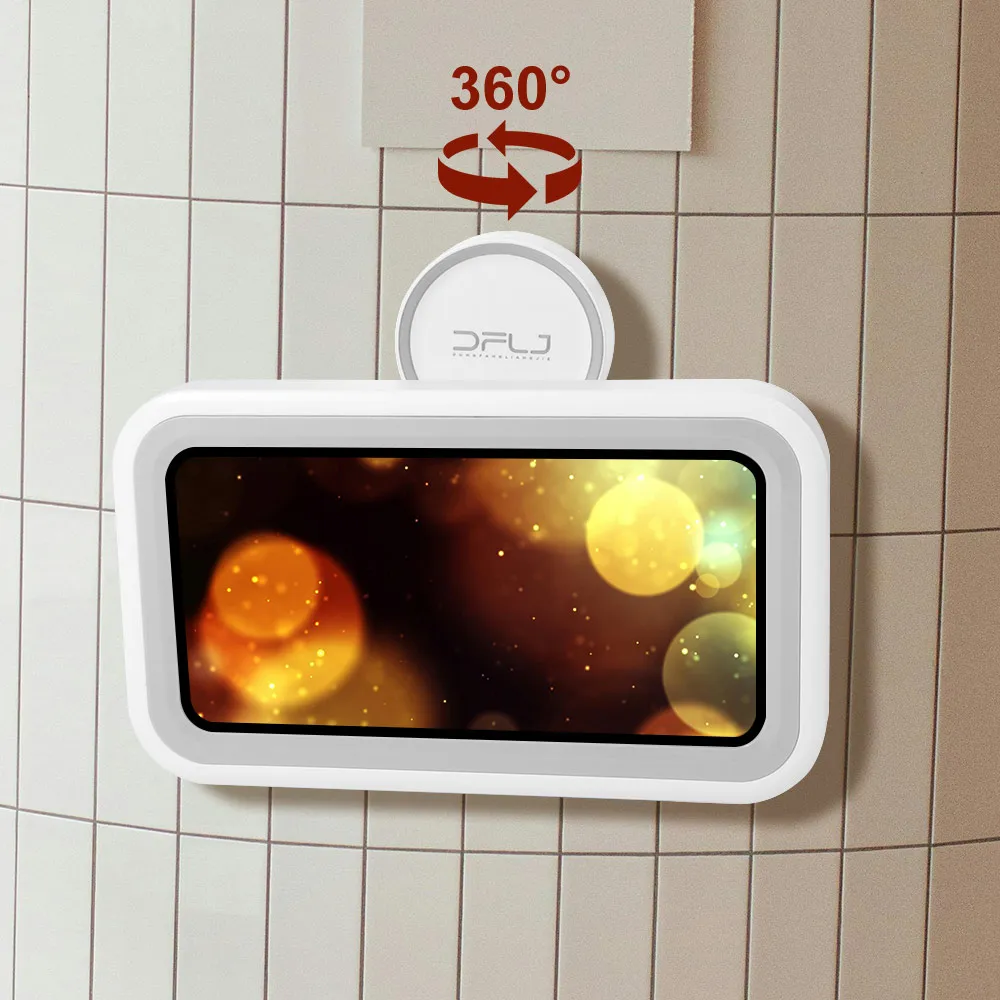 شفط كأس حامل هاتف الحمام قابل للتعديل للتدوير الحائط جراب هاتف سهل التركيب عالية الوضوح