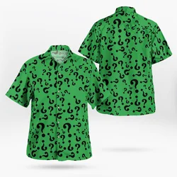 2021 New 3D Printing Question Mark Hawaii  Shirts Men Summer Short Sleeved Beach Shirt Men Shirts Oversize Camisa Masculina 5XL