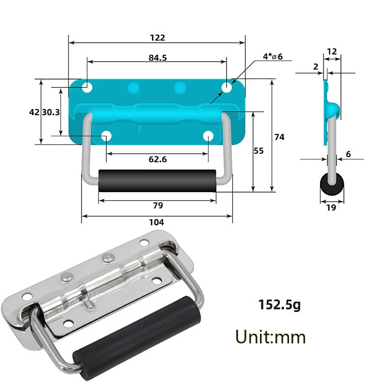 

Heavy Duty Stainless Steel Folding Handle Tool Box Carrying Handle Wood Box Ring Handle Industrial Equipment Case Spring Handle