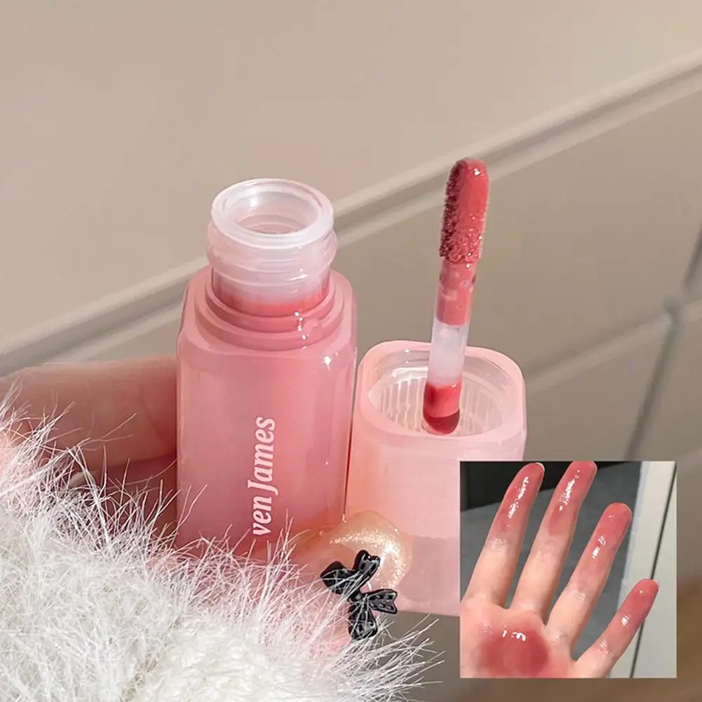 Moisturizing Juice Red Lip Gloss กระจกน้ําลิปสติก Clear Lip Tint แก้วกันน้ําน้ํามัน Jelly Glaze Nude Lip Make S7s1