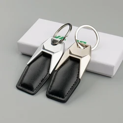 Laser Engrave Vintage Keyring for Men Women Customized Metal Leather Car LOGO Keychain Personalize Company Name Key Chain Ring