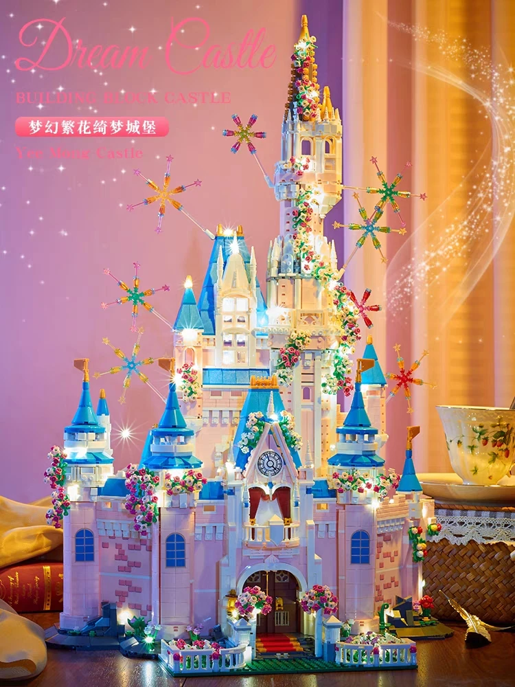 Disney Fireworks Pink Castle Blocos de Construção Conto de Fadas Montado Modelo de Arquitetura Mini Tijolos de Diamante Brinquedos para Presentes de Papai Noel