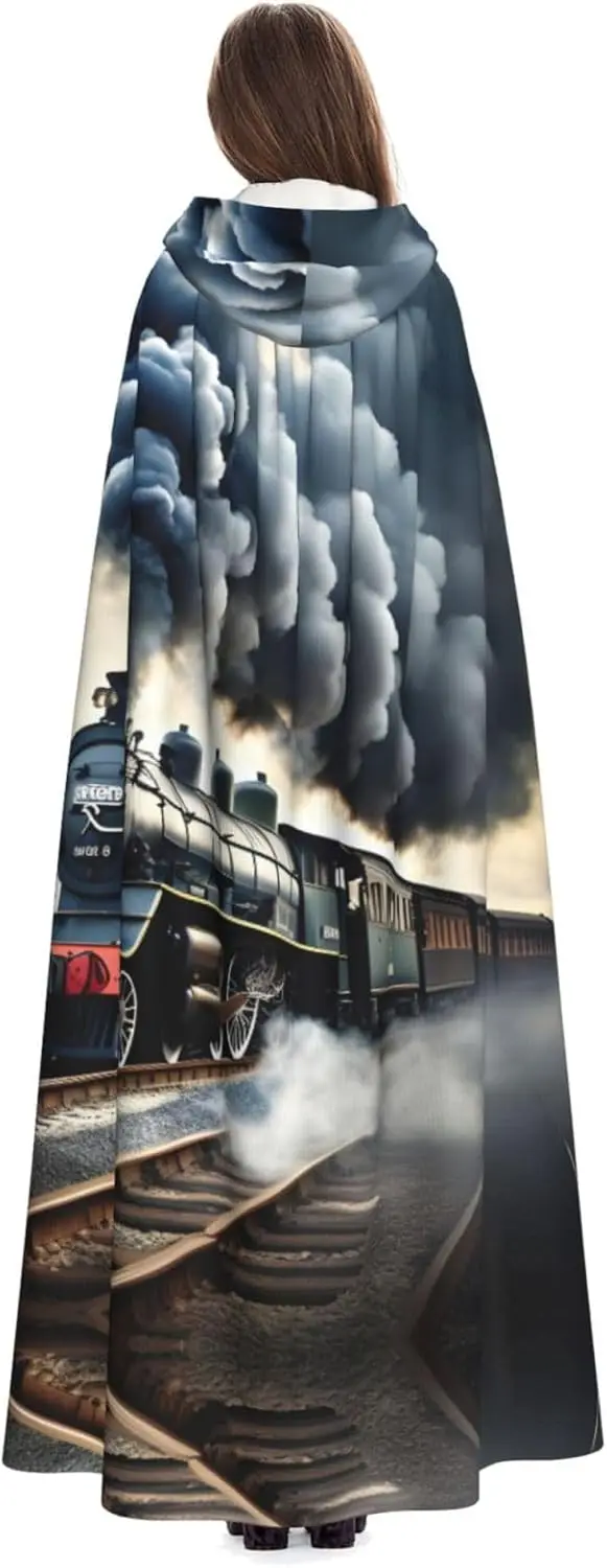 قطار البخار الغيوم طباعة الكبار مقنعين كيب كرنفال مهرجان كيب تأثيري رداء زي حفلة كرنفال القوطية #1