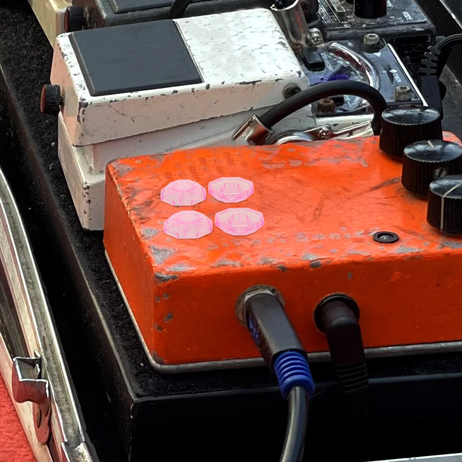 5 قطعة نابضة بالحياة الوردي الماس على شكل الغيتار دواسة زر قبعات دائم البلاستيك Footswitch القبعات العالية الغيتار الكهربائي الملحقات