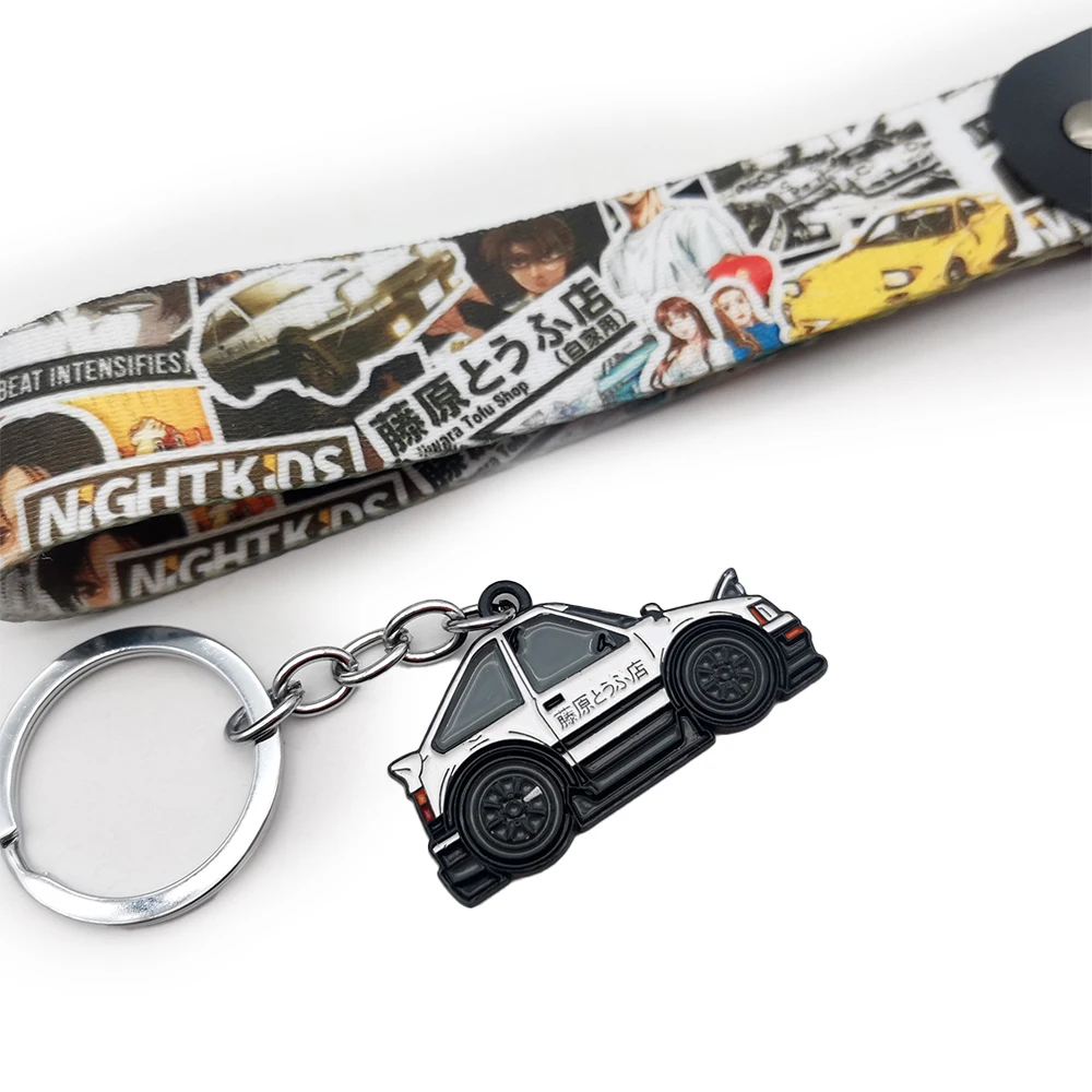 Keychain Keyring Initial D Keychain Lanyard Set Fujiwara Tofu Shop Auto Key Spring Clip Pendant Lanyard Key Car Accessories