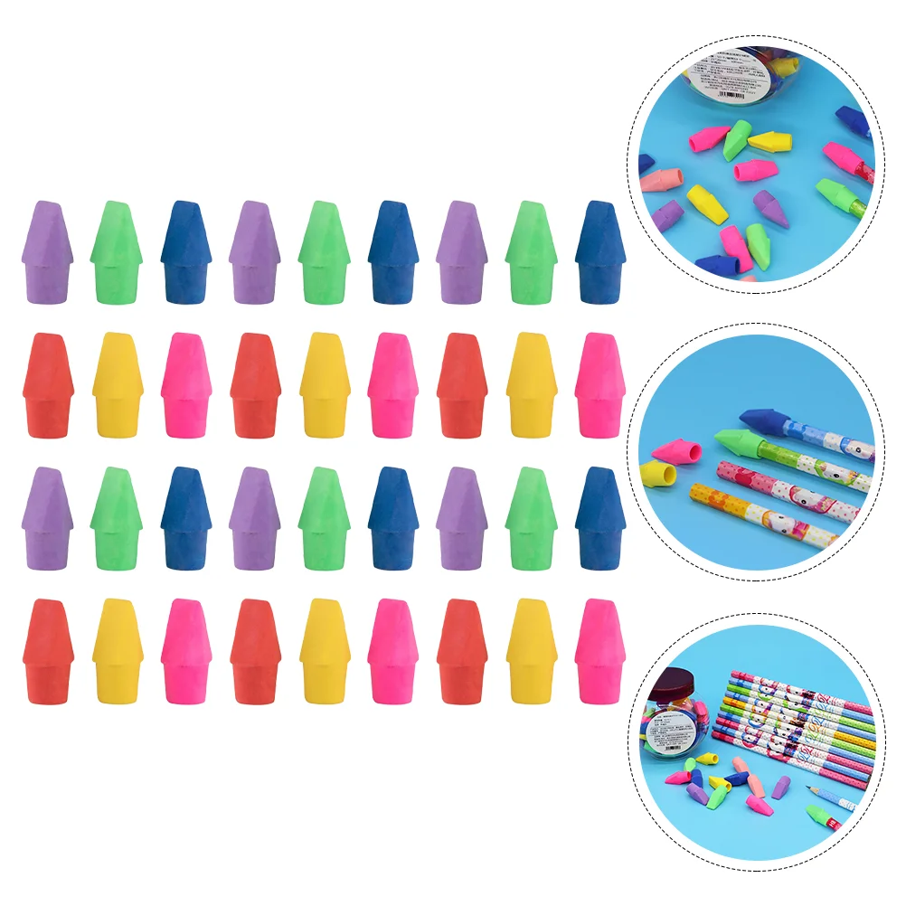 50 Pcs Pencil Top Erasers Cap Adorable Extenders Protective Case Student Toppers