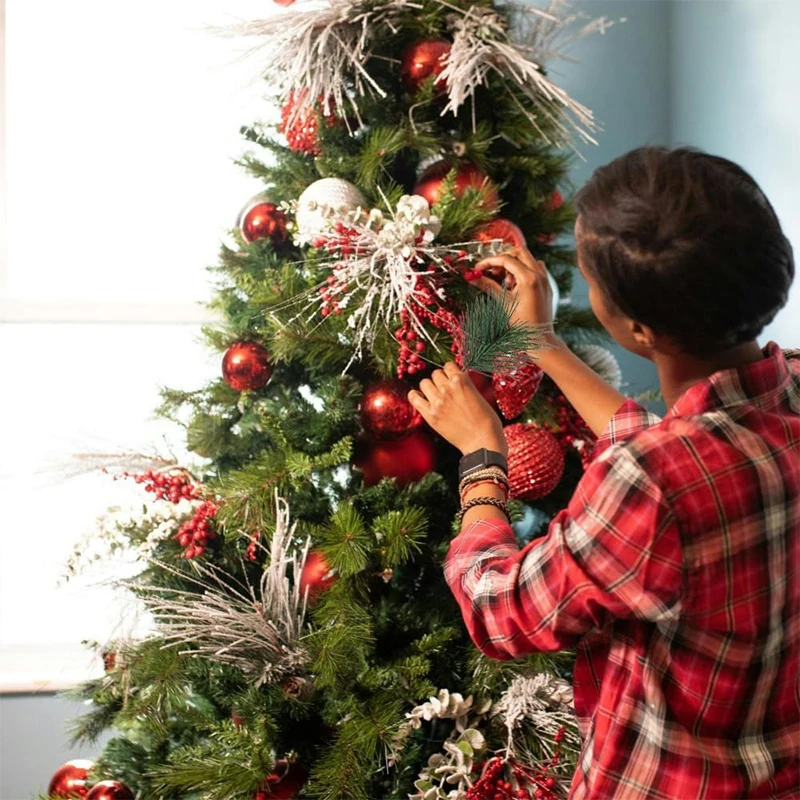 30/50 Stück künstliche Tannennadel, 11 cm Zweig, grüne Pflanze, Tannennadel für Garten, Party, Heimdekoration, DIY, Weihnachten, Hochzeit, Dekoration – Detail 7