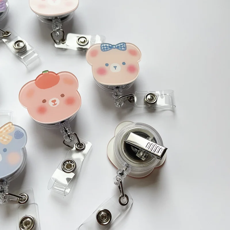 

1 Piece Cute Cartoon Badge Reel Kawaii Korean Fashion Retractable ID Holder for Girls Fun Accessory for Nurse Teacher Student