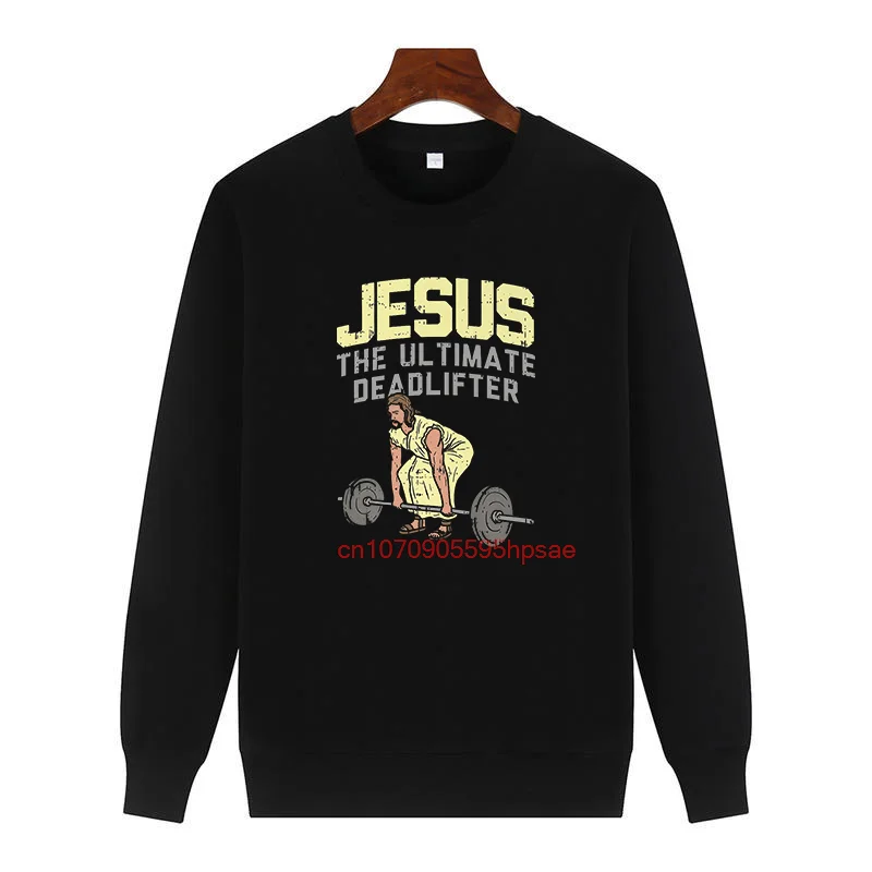 

Становая тяга Иисус, тяжелая атлетика, забавный свитер с принтом для тренировок, модный флисовый пуловер с круглым вырезом, сохраняющий тепло, мужской зимний свитер