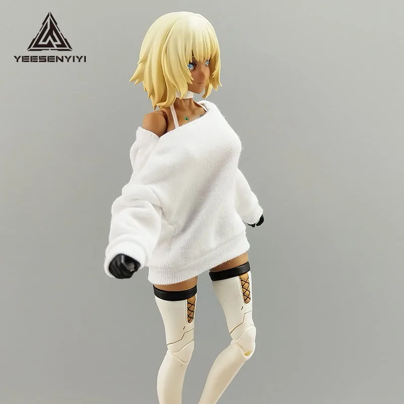 سويت شيرت نسائي كبير الحجم مكشوف الكتفين مقاس 1/12 مقاس 6 بوصات لشخصية الحركة | قمة دمية BJD مقاس 6 بوصات | الزي مجسمات 15 سم