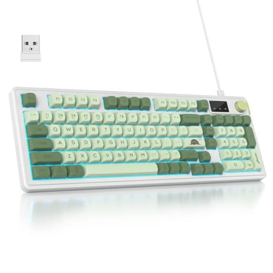96% Wireless Keyboard with Number Pad Knob Keys Silent Mechanical Feeling Membrane Creamy Gaming Keyboard 3-Mode Wired/tooth 5.