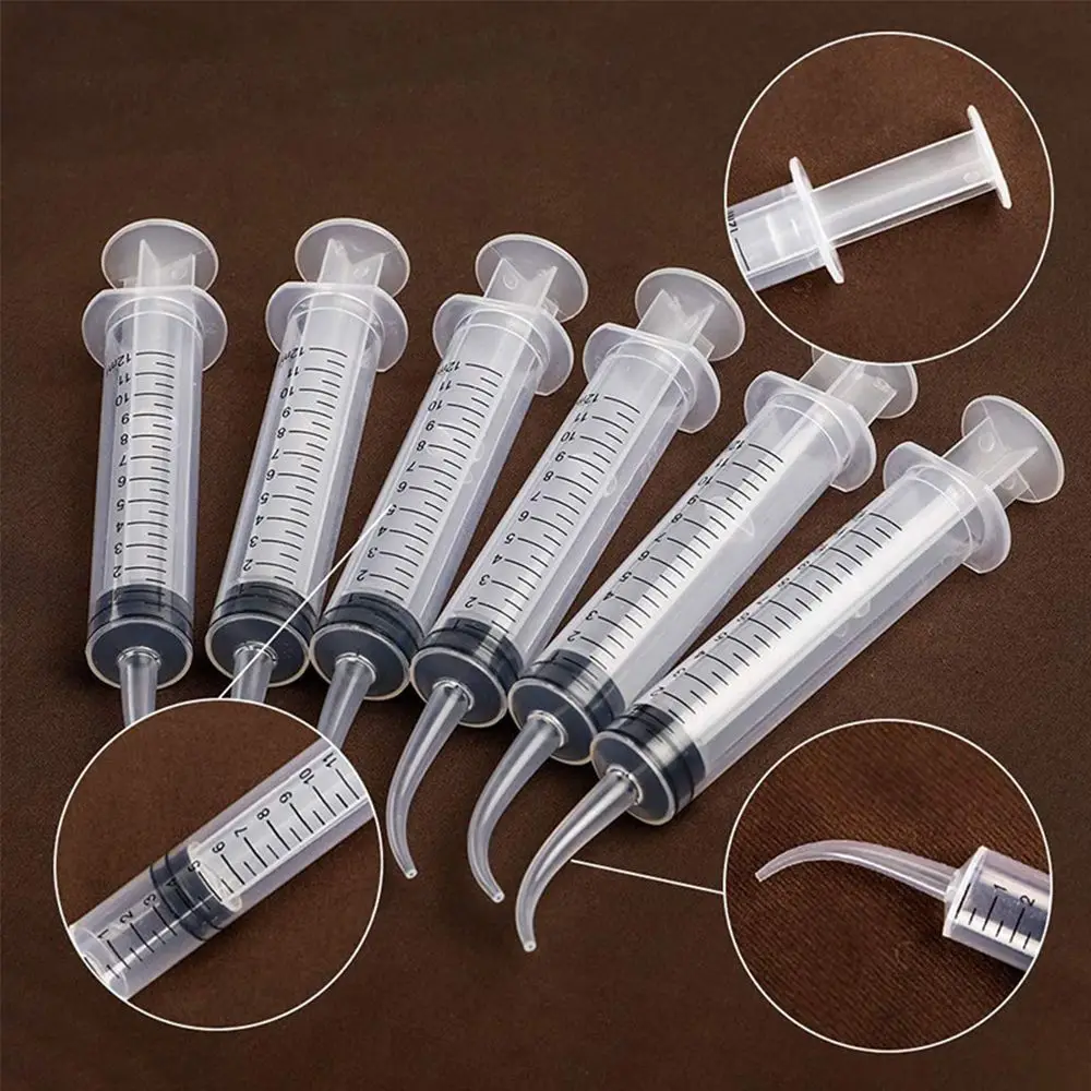 10Pcs 12ml Multipurpose Elbow Bird Feeding Breast Syringe Feeding Medicine Feeder Plastic Syringe Needleless Dental Consumables