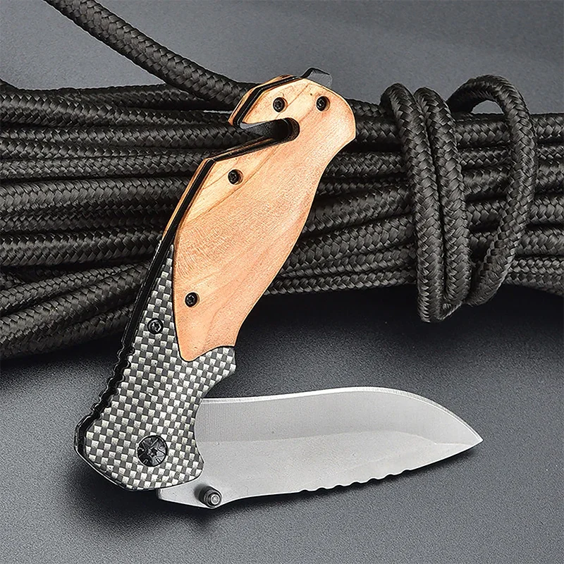 Outdoor folding knife, portable EDC pocket knife, stainless steel sharp fruit knife, multi-purpose hiking, camping, BBQ