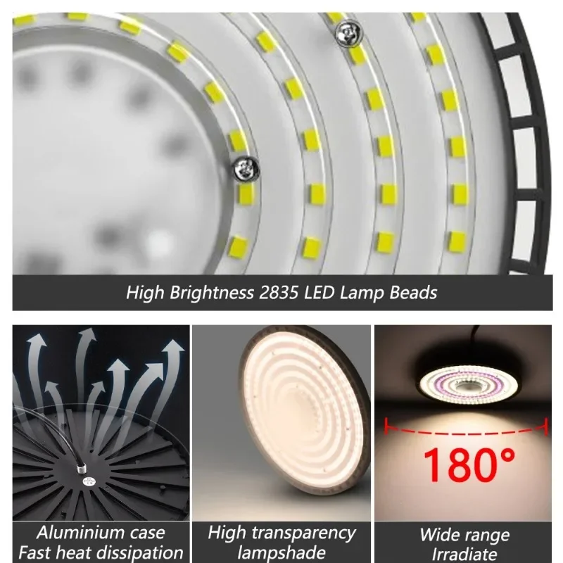 Imagem -04 - Planta de Espectro Completo Crescer Luz Lâmpada Led Ufo Luz Solar Alto Ppfd Quantum Interior Tenda de Estufa Iluminação de Crescimento 100w 150w 200w