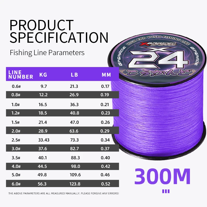 Neue YGKX 24-Strang PE Geflochtene Angelschnur 300/500/1000M Ultra-Multifilament Angelschnur Super Glatte Karpfen-Angelschnur