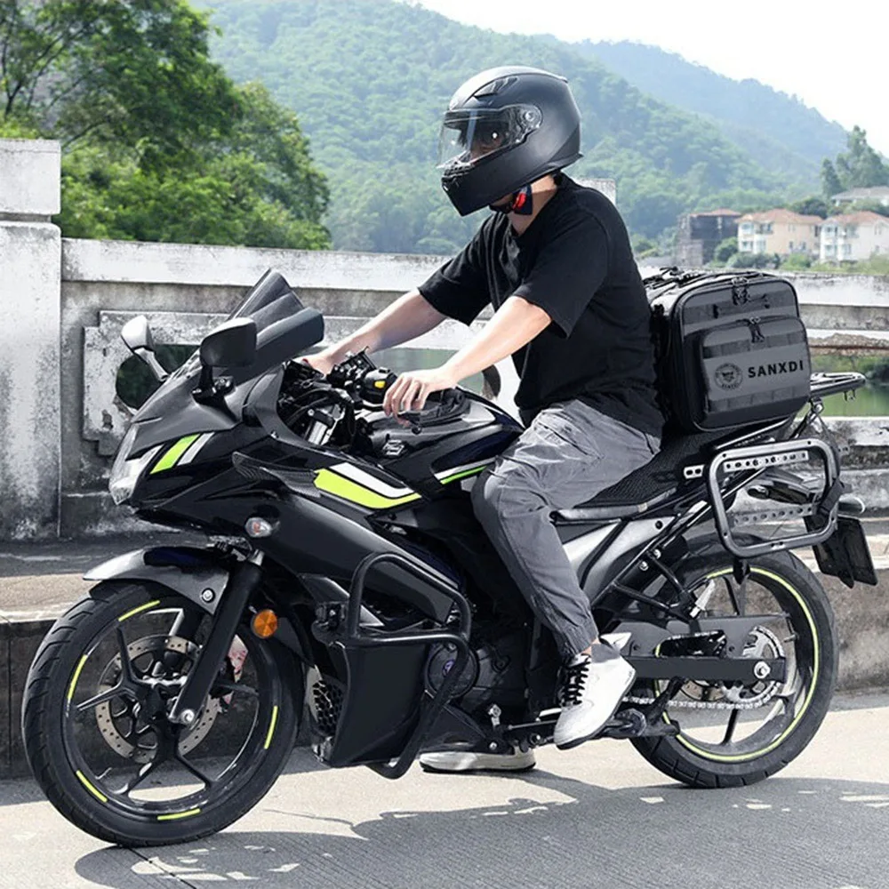 SANXDI Motorcycle Rear Seat Bag Travel Luggage Waterproof 19L-80L Expandable Motor Tail/Trunk/Rack Bag For Most Motorcycle