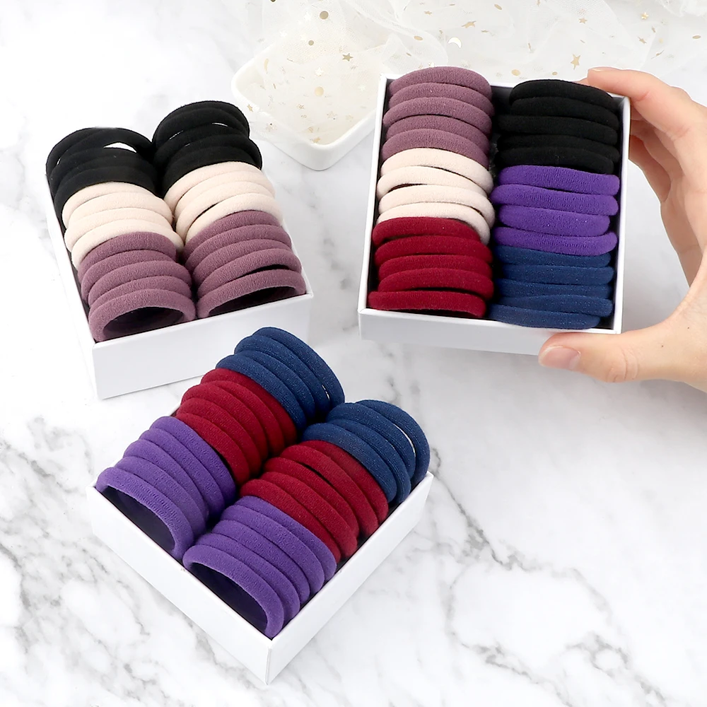 100/200PCS Elastic Women Hair Bands Ties 4cm Dark Colors Headband Hair Accessories for Girls Headwear Don\'t Hurt Hair Wholesale