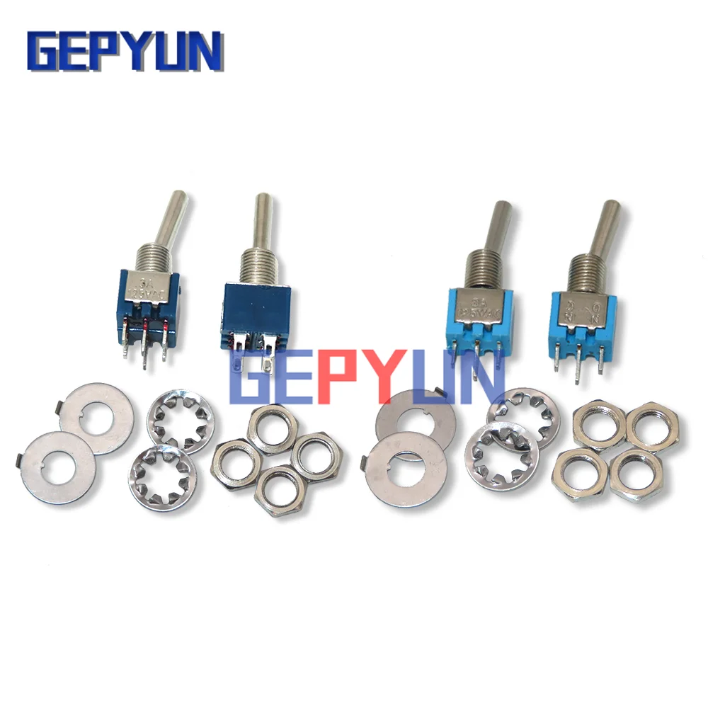 5pcs 5mm Light Blue Sub-Miniature Rocker toggle switch SMTS-102  SMTS-202 ON-OFF-ON 3pin 6pin