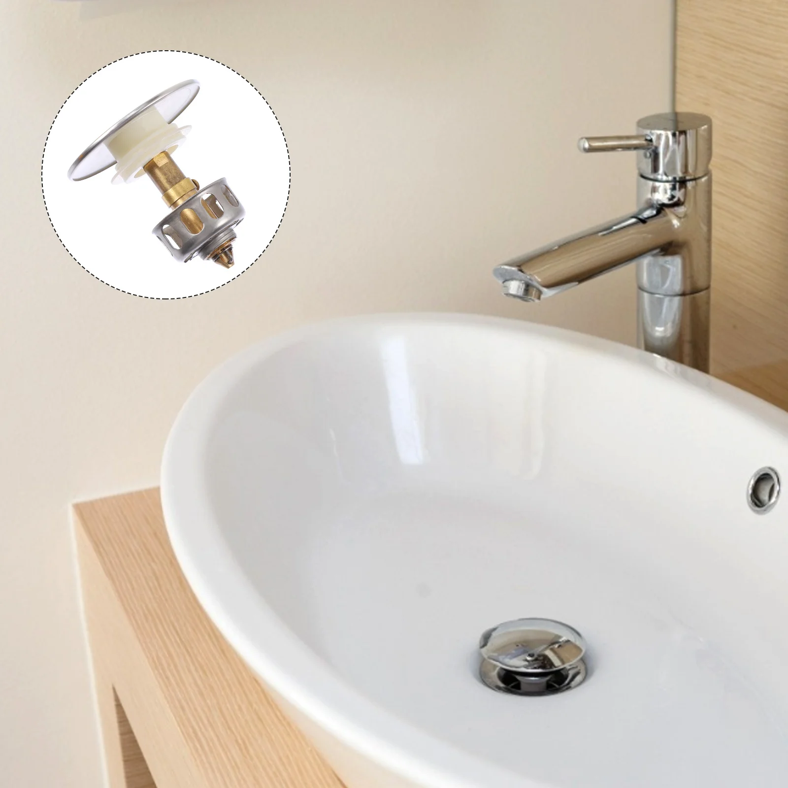 

Sink Drain Filter Brass Material Pop-Up Core Silicone Gasket Basin Stopper Hair Catcher Bathroom Drain Plug Anti-Clog Strainer