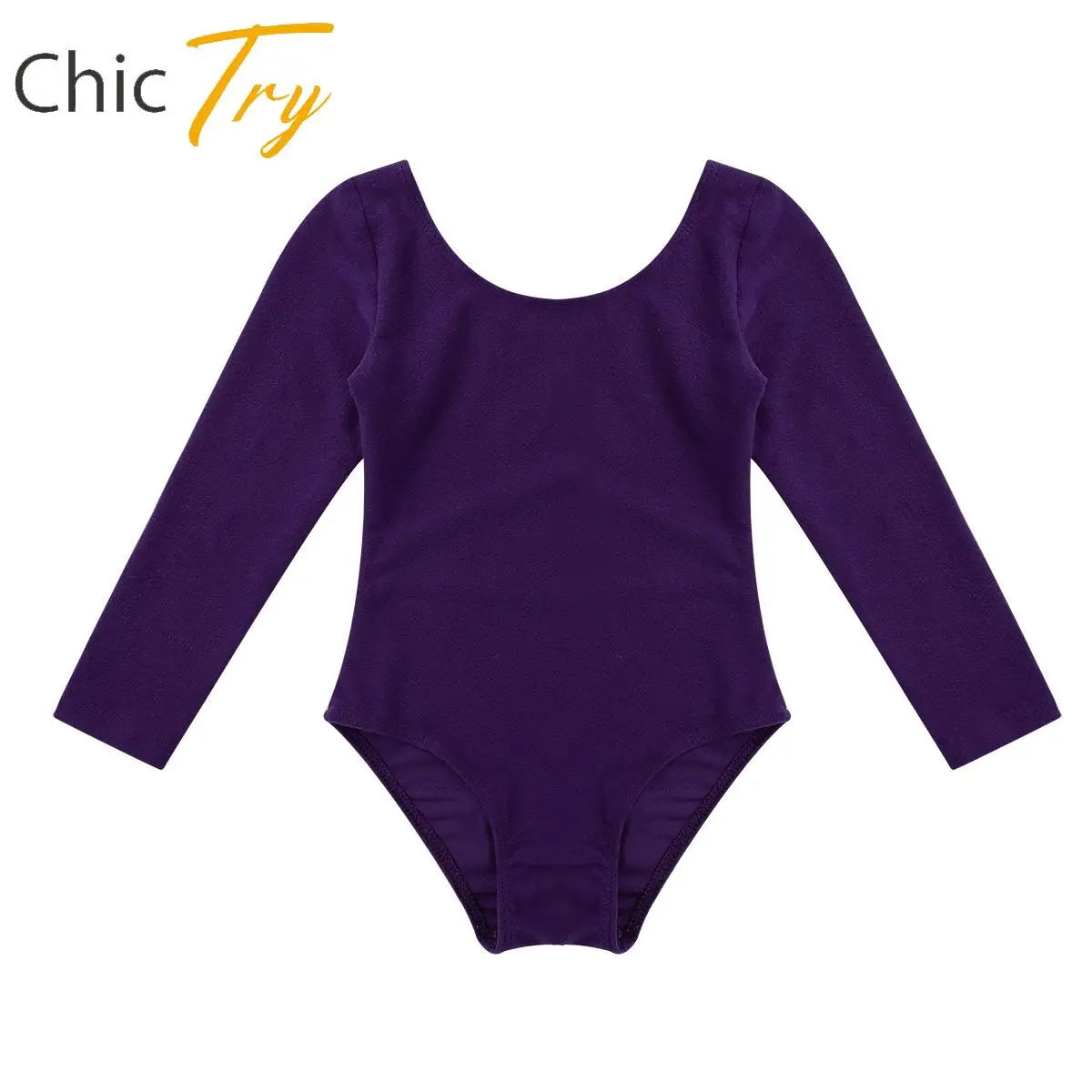 

Girls Long Sleeve Ballet Leotard Dancer Costume Kids Solid Color Gymnastics Workout Training Bodysuit for Stage Performance