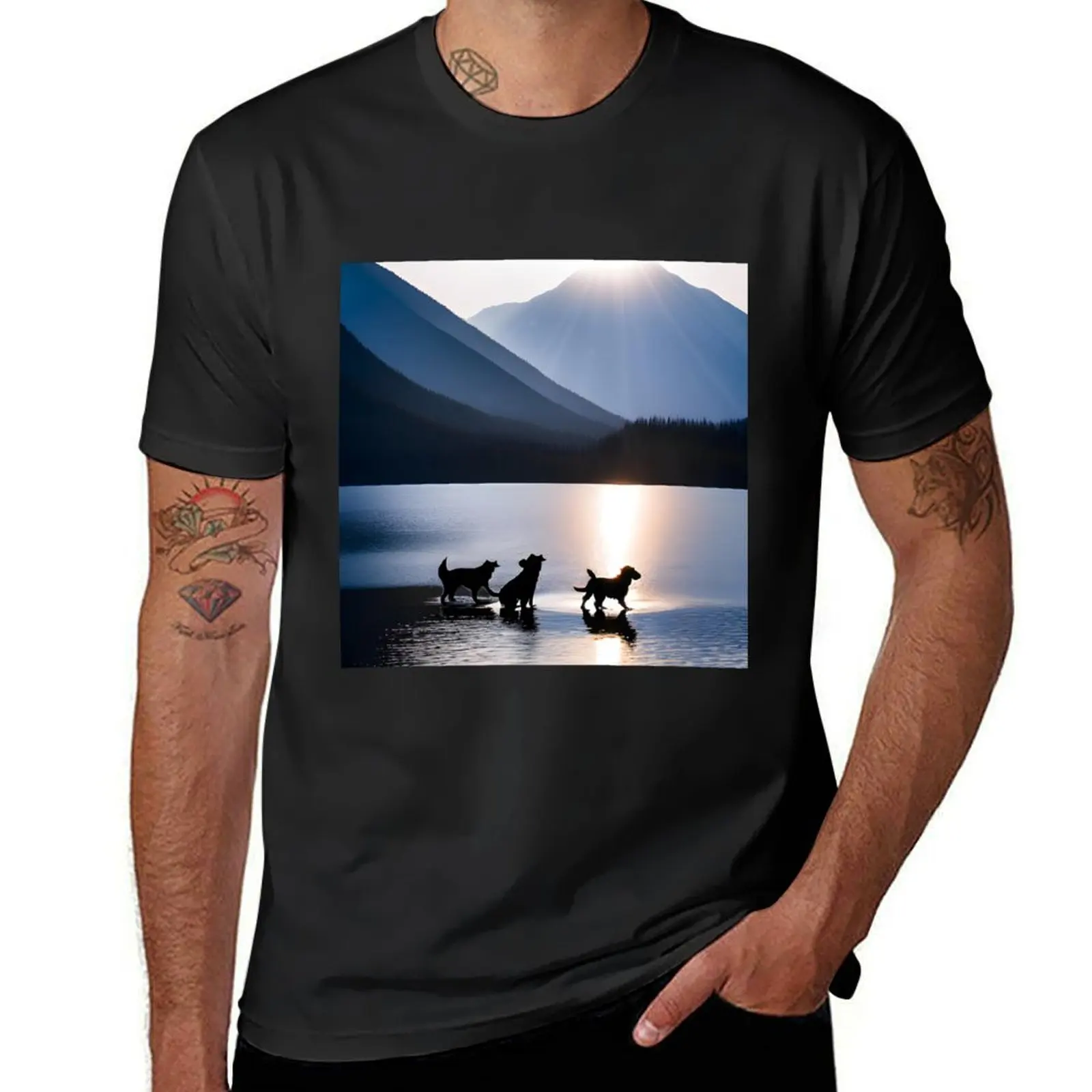 Dogs in the Lake T-shirt shirts graphic tees new edition vintage clothes tops mens white t shirts