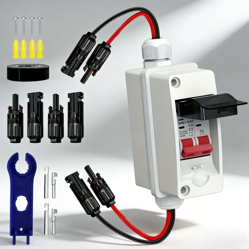 Nxxqhh Dc Mini Circuit Breaker, with Plug-And-Play Connector, Disconnect Switch 32 Amperes 500V, Suitable for Outdoor Photovoltaic or Ac Systems, Rvs, and Household Circuit Breakers for Ac Systems